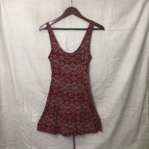 Maroon tribal printed flowy tie dress